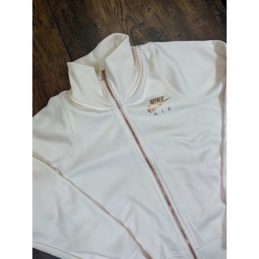 Nike Sportswear Women's Medium White Full Zip Cropped Fleece Track Jacket